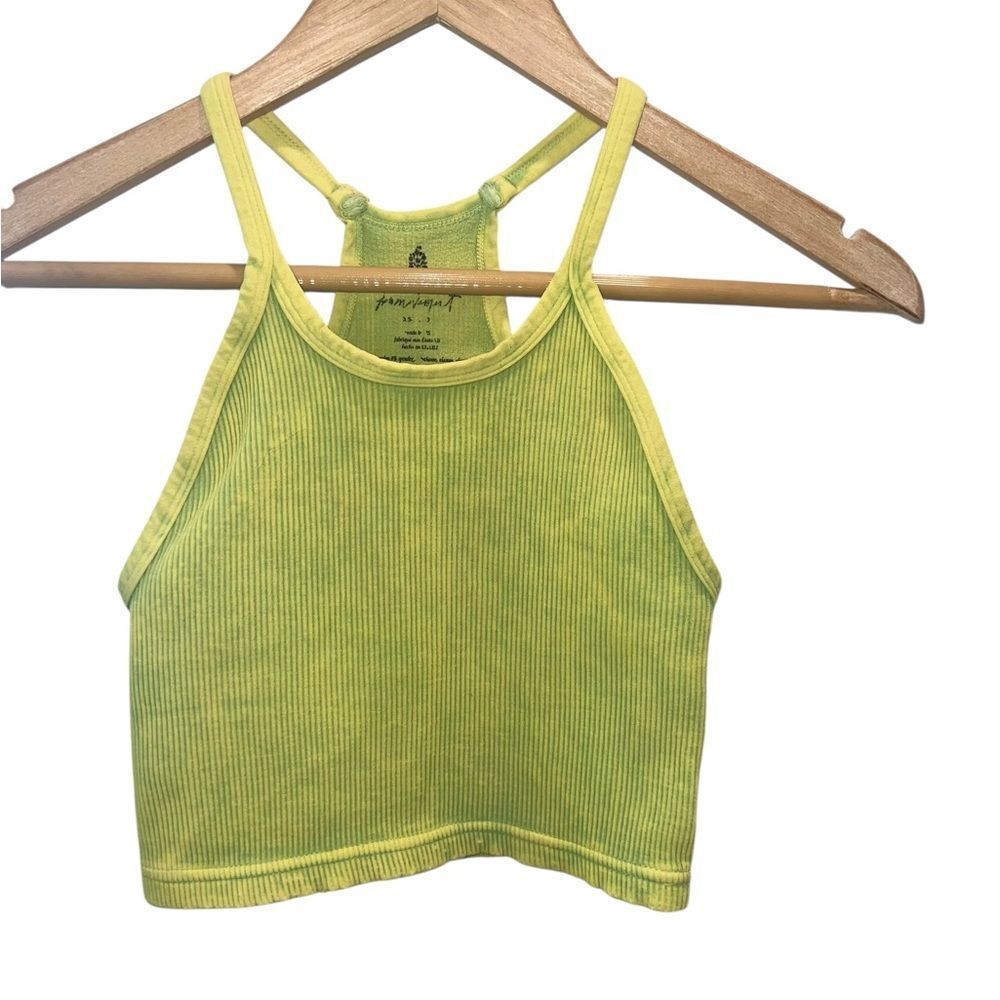 Free People Movement Ribbed Halter Crop Tank Top XS Green